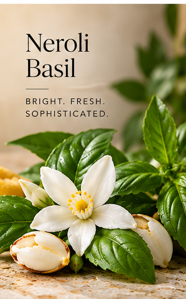 Vitasana Neroli + Basil Body Wash with its key natural ingredients
