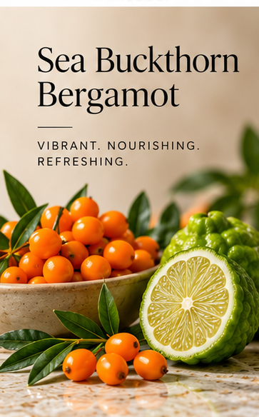 Vitasana Sea Buckthorn + Bergamot Body Wash with its key natural ingredients